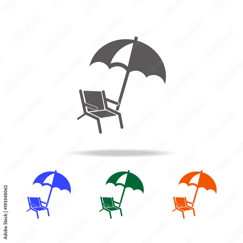 Poster chair and beach umbrella icon. element of beach holidays multi colored icons for mobile concept and 