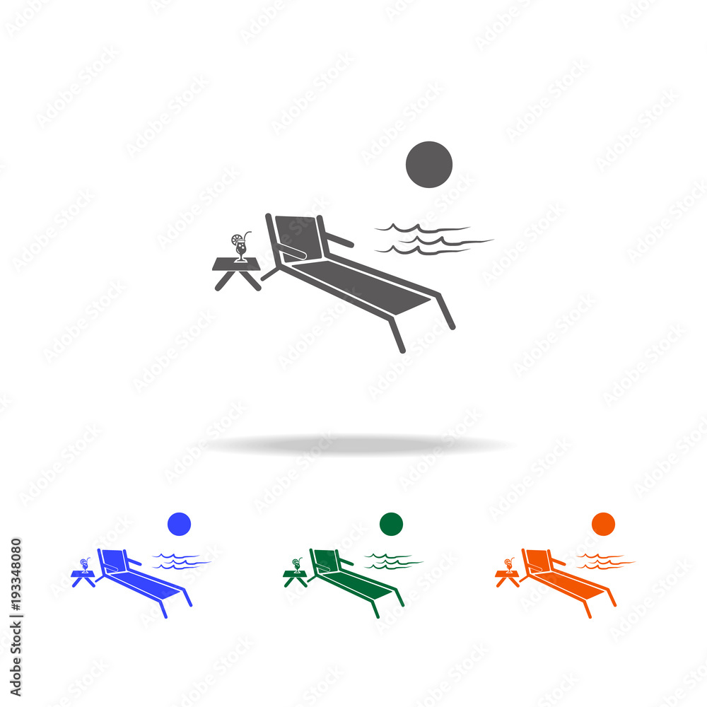 Poster deckchair and sun icon. element of beach holidays multi colored icons for mobile concept and web app