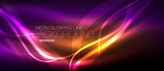 Neon purple elegant smooth wave lines digital abstract background