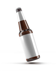 Mockup glass clean bottle on white background, 3D illustration