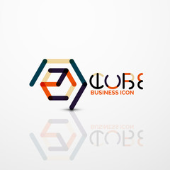 Cube idea concept logo, line