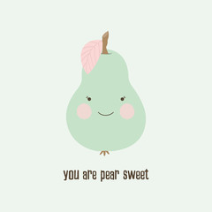 funny pear with inscription