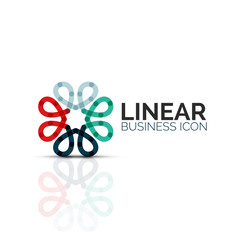 Abstract flower or star, linear thin line icon. Minimalistic business geometric shape symbol created with line segments