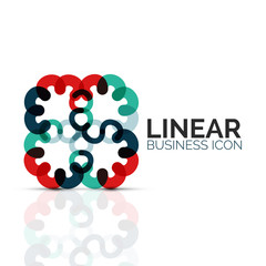 Abstract flower or star, linear thin line icon. Minimalistic business geometric shape symbol created with line segments