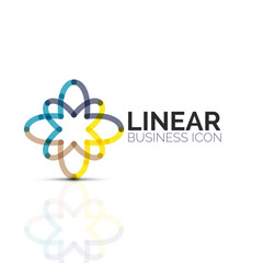 Fototapeta premium Abstract flower or star, linear thin line icon. Minimalistic business geometric shape symbol created with line segments