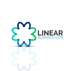 Abstract flower or star, linear thin line icon. Minimalistic business geometric shape symbol created with line segments