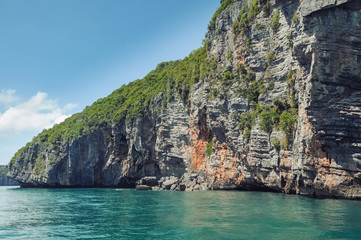 Nang yuan island, option for travel koh samui, koh tao, koh Pangan, tranportation by speed boat, blue sea, rock and place for diving in Thailand