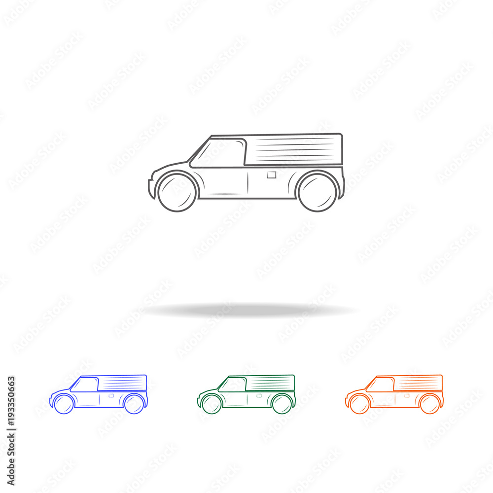 Poster van line icon. types of cars elements in multi colored icons for mobile concept and web apps. thin l