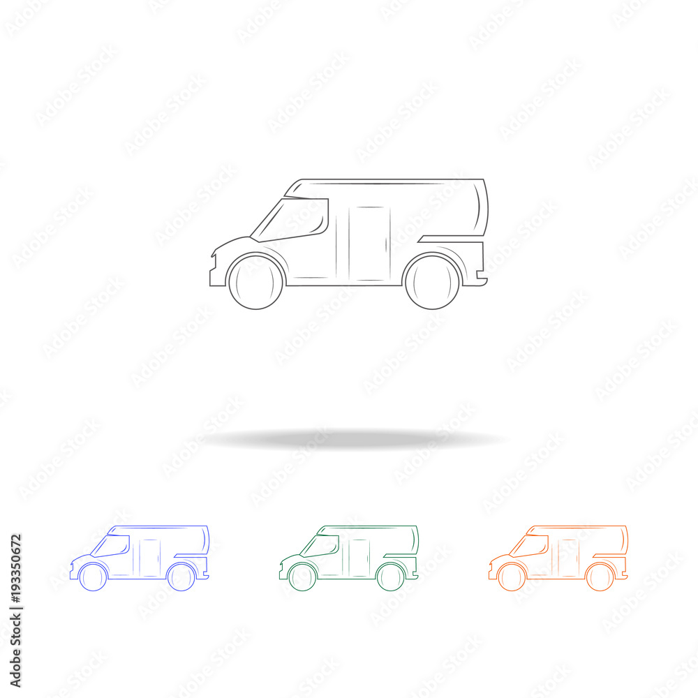 Aufkleber van line icon. types of cars elements in multi colored icons for mobile concept and web apps. thin l