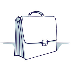 Suitcase isolated on the white background. View under the foreshortening. Hand drawn doodle cartoon vector illustration..