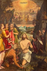 Cercles muraux Monument CREMONA, ITALY - MAY 24, 2016: The panting of Baptism of Jesus in church Chiesa di San Agostino by Andreas Mainardus (1593).