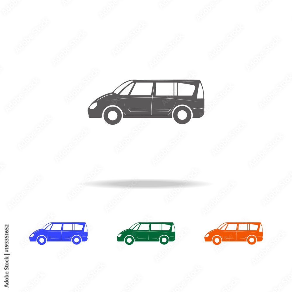 Poster minivan large car icon. types of cars elements in multi colored icons for mobile concept and web app