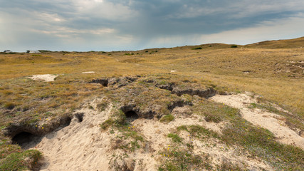 Dunes d'Hatainville near Barneville-Carteret thunderstorm rain in summer