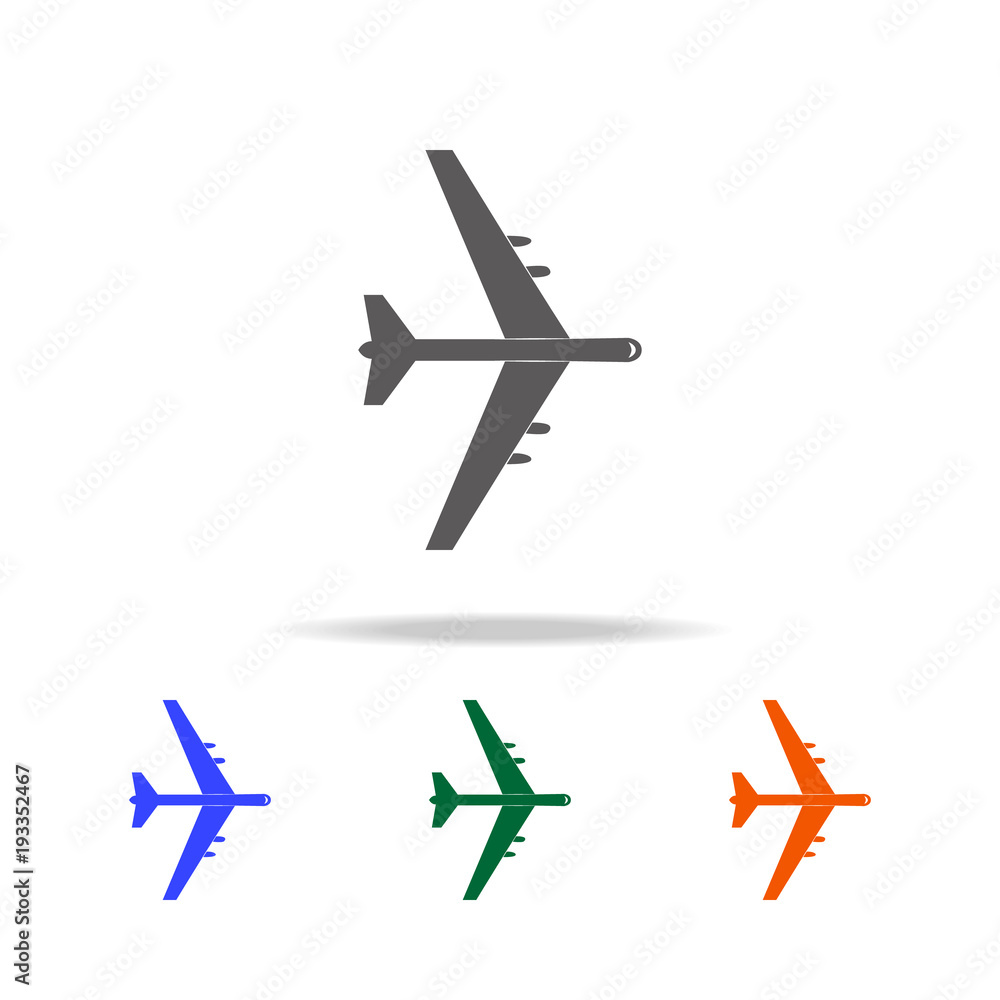 Poster bombardment plane icon. elements of military aircraft in multi colored icons for mobile concept and 