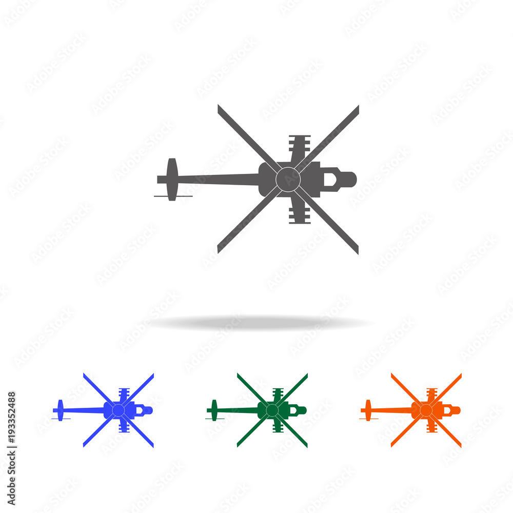 Poster military helicopter silhouette icon. elements of military aircraft in multi colored icons for mobile