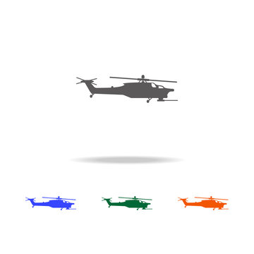 Military helicopter silhouette icon. Elements of  Military aircraft in multi colored icons for mobile concept and web app. Icons for website design and development, app development