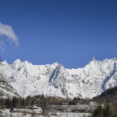 Panoramic view of the winter alps mountain - Valle d'Aosta