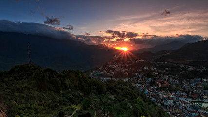 Panoram of Sa Pa during Sunset