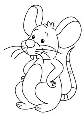Mouse coloring book, vector - obrazy, fototapety, plakaty
