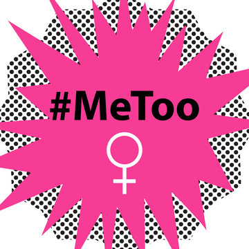 Hashtag MeToo vector illustration in comic book style. Violence against women and sexual harassment.