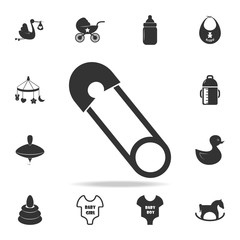safety pin icon. Set of child and baby toys icons. Web Icons Premium quality graphic design. Signs and symbols collection, simple icons for websites, web design