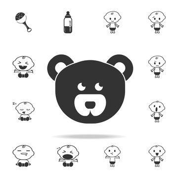 Teddy bear face icon. Set of child and baby toys icons. Web Icons Premium quality graphic design. Signs and symbols collection, simple icons for websites, web design