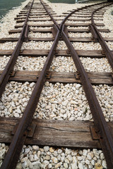 Naklejka premium Train Rails Crossing