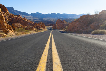 Center of the road in the desert