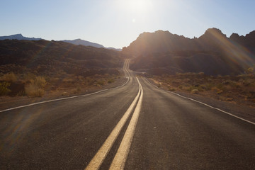 Road trip on a desert road