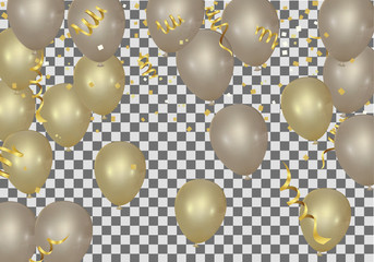 Gold balloons confetti concept design template