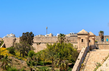 Fototapeta na wymiar Acre Fortress Walls - Mediterranean Coast