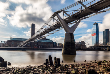 Millenium bridge in sunny day in London