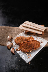 Rustic toast bread with garlic