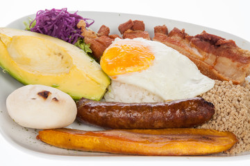 Bandeja Paisa. Colombian cuisine.