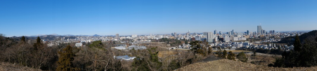 Fototapeta na wymiar 青葉城から見た仙台市パノラマ