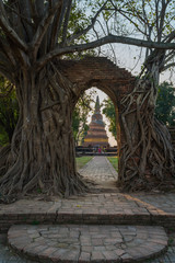 Ancient old pagoda at Wat Phra Ngam Buddhist temple