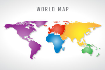 colorful world map background. vector illustration.