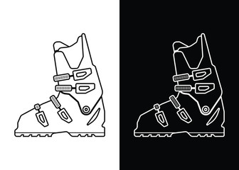 A simple vector ski boot icon in black and white.
