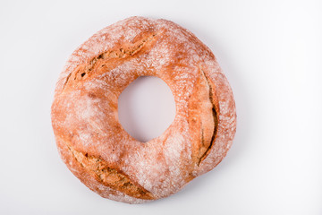Traditional Galician white bread isolated on white