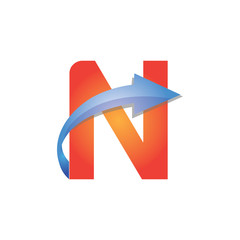 N Letter Arrow Logo Element