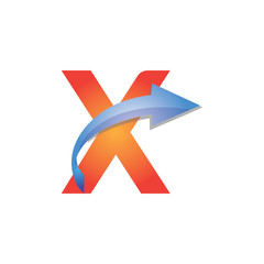 X Letter Arrow Logo Element