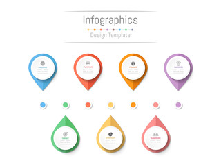 Infographic design elements for your business data with 7 options, parts, steps, timelines or processes. Vector Illustration.