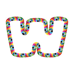 W Block Puzzle Letter Logo Icon Design