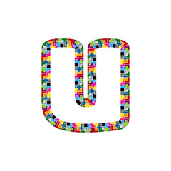 U Block Puzzle Letter Logo Icon Design