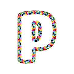 P Block Puzzle Letter Logo Icon Design