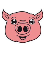 schwein gesicht kopf süß niedlich comic cartoon lachen clipart