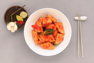 The most famous Korean traditional food Kimchi(turnip). It's a basic Korean side dish made of...