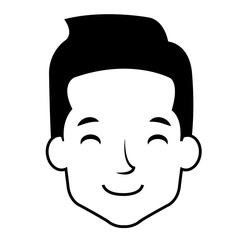 young man head avatar character vector illustration design