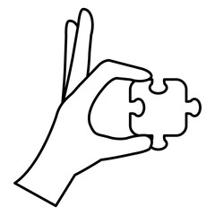 hand with puzzle game piece icon vector illustration design