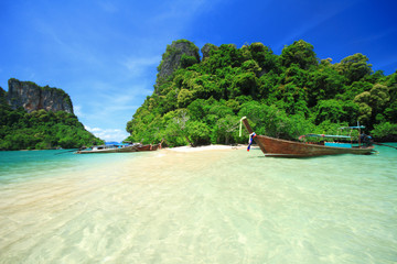 Obraz premium wooden Thai boats at Andaman sea of Thailand